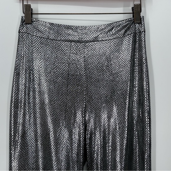 SOLD I.AM.GIA Metallic Silver Snakeskin Print Katana Ultra High Rise Flare Pants - Picture 3 of 8
